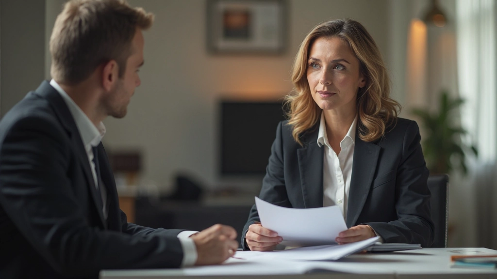 Финансовый консультант проводит встречу с клиентом, обсуждая инвестиционный план за рабочим столом