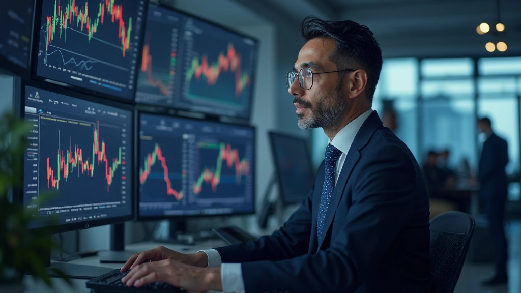 Торговый зал фондовой биржи с электронными табло котировок